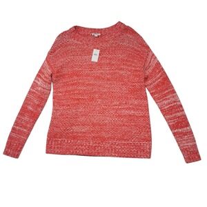 NWT Gap Sweater Womens Small Red Marled Crewneck Pullover Chunky Relaxed Staple